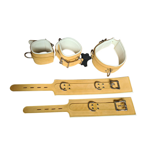 Set med handfängsel krage vit nubuck ZL XD107