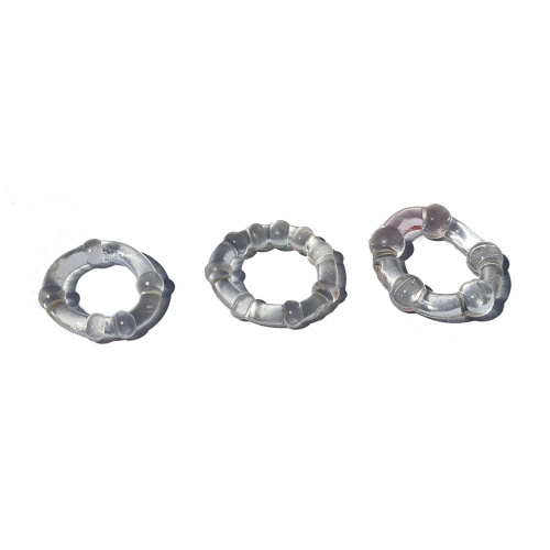 KMG 3set Beaded Cock Ring průhledný