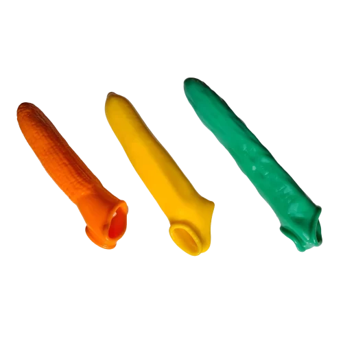 Penis sheaths corn, banana, cucumber.