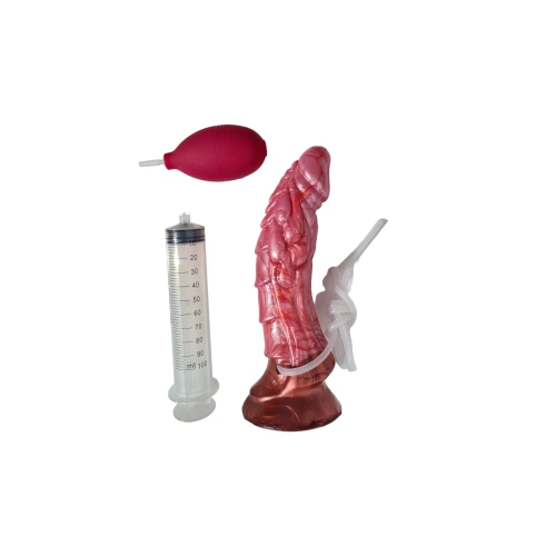 Stříkací dračí dildo šupiny rudé